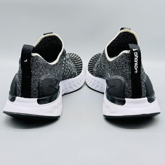 Nike Shoes Womens 9 Black White React Phantom Run Flyknit 2 Running Sneakers - Picture 8 of 12